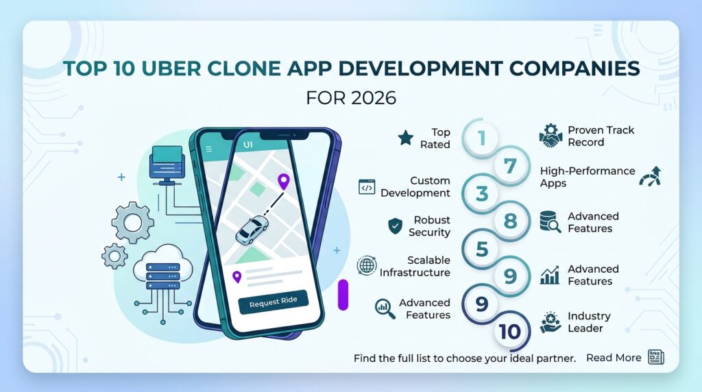 Top 10 Uber Clone App Development Companies in 2026 Top 10 Uber Clone App Development Companies in 2026